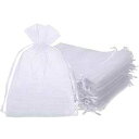 Onwon 100 Pieces Organza Drawstring Gift Bags 4 x 6 Inch Party Wedding Travel Favor Jewelry Pouches Candy Bags Shower, White