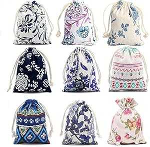 巾着付き黄麻布バッグ - ジュエリーパウンチ袋 ファブリックリネン パッキングストレージ ギフトバッグ ウェディングパーティー シャワー クリスマス 誕生日 感謝祭 ハロウィン DIY クラフト用 27個 (5 x 7インチ) ZGSJBKL Burlaps Bags with Drawst