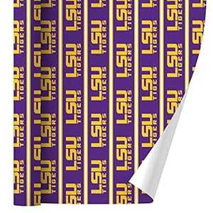 GRAPHICS & MORE LSU Wordmark with Jersey Stripes Gift Wrap Wrapping Pa...