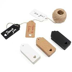 150ct クラフト ギフトタグ ラベル 紐付き (3色) BakeBaking 150ct Kraft Gift Tags Labels with Strin...