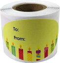 誕生日ギフトタグステッカー 1 1/2 x 2 1/2 インチ 粘着ラベル 100枚 InStockLabels.com Birthday Gift Tag S...