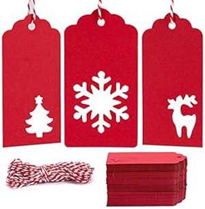 TONAK Gift Tags with Holes Present Wrap Tag Paper Small Xmas Gift Tags with Twin...