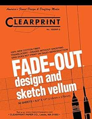 Clearprint 1000H Design Vellum Pad with Printed Fade-Out 8x8 Grid, 16 ...
