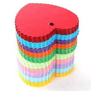 WARMBUY 150 個のカラフルな紙ギフトタグ 50 フィートの天然ジュート麻紐付き、ハート型、10 明るい色 WARMBUY 150 Piece Colo...