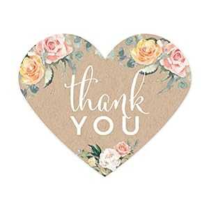 Andaz Press ピーチ コーラル クラフト ブラウン 素朴な花柄ガーデン パーティー ウェディング コレクション、ハート ラベル ステッカー、ありがとう、75 パック Andaz Press Peach Coral Kraft Brown Rustic Floral Garden Party Wedding Collectio