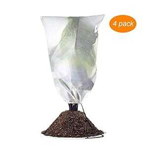 冬用再利用可能な植物カバー 4 パック - 47.5 インチ x 31.5 インチの植物保護巾着バッグ - 矮性の木の花用のフロストブランケットポーチ - 低木ジャケット不凍液 Feeke 4 Pack Reusable Plant Covers for Winter - 47.5" X 31.5" Plant Protect