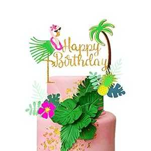 LaVenty 3 個セット グリッター フラミンゴ ハッピーバースデー ケーキ トッパー フラミンゴ 誕生日用品 トロピカル ハワイアン テーマ パーティー用品 LaVenty Set of 3 Glitter Flamingo Happy Birthday Cake Topper Flamingo Birthday Supplies