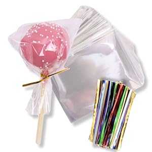 TATTI 200 透明プラスチックセロハンバッグ ケーキポップバッグ 3インチ x 4 4インチツイストタイ付き キャンディバッグ クッキーバッグ トリートバ...