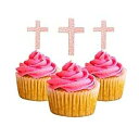 イースタークロス初聖体カップケーキトッパーカードストックカラー12個パックデコレーションホワイト picwrap Easter Cross first communion Cupcake Topper card stock Color 12 pc Pack Decoration White