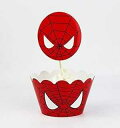 24ピース スパイダーマンカップケーキトッパーとカップケーキラッパーピック男の子子供スーパーヒーローパーティーデコレーション子供の誕生日アベンジャーズパーティーデコレーション用品 MC TTL 24pc Spider-Man Cupcake Topper and Cupcake Wrapper Picks Boy