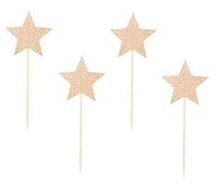 åɥåץȥåѡ24ĥѥå Shiningparty 24 Pack of Glitter Rose Gold Star Cupcake Toppers
