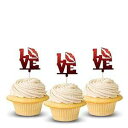 バレンタインデー カップケーキ トッパー カードストック カラー レッド 12 個パック デコレーション picwrap Valentine's Day Cupcake Topper cardstock Color Red 12 pc Pack Decoration