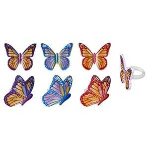 水彩蝶カップケーキリング - 24個 Decopac Watercolor Butterflies Cupcake Rings - 24 pc