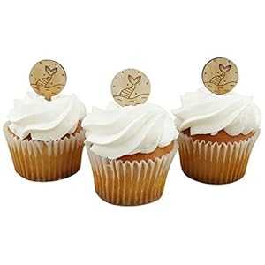 マーメイドテールカップケーキトッパー - 彫刻された木製セット 12個 - 装飾誕生日パーティー FashionJunkie4Life Mermaid Tail Cupcake Toppers - Engraved Wood Set of 12 - Decor Birthday Party