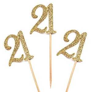 24 個の 21 番目のカップケーキトッパー - 記念日や誕生日のカップケーキピックパーティーデコレーション用品 ゴールド21位 Sumerk 24 PCS 21th Cupcake Toppers - Anniversary or Birthday Cupcake Picks Party Decoration Supplies Gold 21th