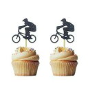 Morndew 24 個 BMX バイクライダーカップケーキトッパー 自転車クワガタテーマパーティー誕生日パーティーウェディングパーティーデコレーション用 Morndew 24 PCS BMX Bike Rider Cupcake Toppers for Bicycle Stag Theme Party Birthday Party Weddin