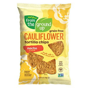 地面からの本物の食品 カリフラワー トルティーヤチップス - 6 個、4.5 オンス バッグ (ナチョ) REAL FOOD FROM THE GROUND UP Cauliflower Tortilla Chips - 6Count, 4.5 Oz Bags (Nacho)