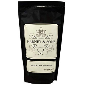 ハーニー&サンズ ブラックカスクバーボン、50袋入り、バニラ&キャラメル入り紅茶 Harney & Sons Black Cask Bourbon, Bag of 50 Sachets, Black Tea w/ Vanilla & Caramel