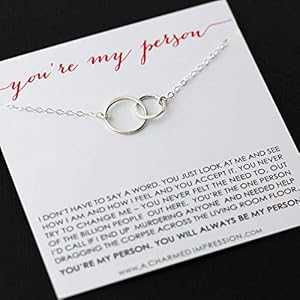 友情ネックレス • あなたは私の人ネックレス • 愛と友情のジュエリー • 2つのつながった円 • 925スター...