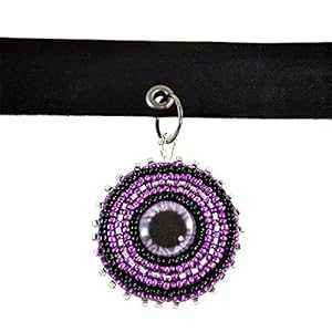 パープルチョーカー邪眼レザーカラーネックレスファンタジーゴシックジュエリー Megan's Beaded Designs Purple Choker Evil Eye Leather Collar Necklace Fantasy Gothic Jewelry