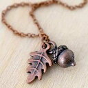 魅惑の葉 - 銅製ドングリ ネックレス - かわいい秋のドングリ チャーム ネックレス Enchanted Leaves - Copper Acorn Necklace - Cute Fall Acorn Charm Necklace