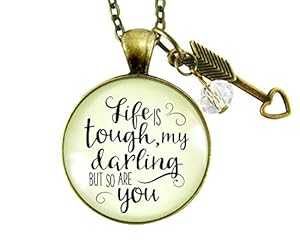 Gutsy Goodness 24 インチ Life is Tough My Darling ネックレス Brave Quote Survivor ジュエリー Gutsy Goodness 24" Life is Tough My Darling Necklace Brave Quote Survivor Jewelry