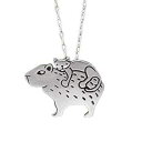 スターリングシルバー 925 猫とカピバラのネックレス 18 インチ チェーン 女性と女の子用 Mark Poulin Workshop Sterling Si...