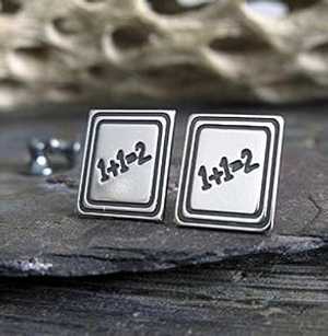 数学黒板スタッドピアスポリッシュスターリングシルバーハンドメイド米国 Poseidon's Booty Math Chalkboard Stud Earrings Polished Sterling Silver Handmade in USA