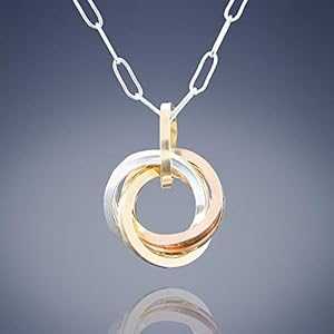 トリコロール ラブ ノット ペンダント ネックレス 925 スターリングシルバーと14K イエローとローズゴールドフィルド サークル 毎日のジュエリー ギフトと...