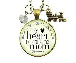 Gutsy Goodness 24 インチ ママ オブ ソン ネックレス There is This Boy He Kinda Stole My Heart Train 母性ジュエリー Gutsy Goodness 24" Mom of Son Necklace There is This Boy He Kinda Stole My Heart Train Motherhood Jewel