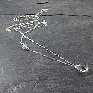 ロングクリスタルペンダントスターリングシルバーステートメントネックレスジュエリーギフト女性用 Designed by Stacey Jewelry, LLC Long Crystal Pendant Sterling Silver Statement Necklace Jewelry Gift for Women