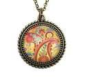 女性用オレンジ ペイズリー ボヘミアン ネックレス - ヒッピー ジュエリー Fern & Filigree Orange Paisley Boho Necklace for Women - Hippie Jewelry