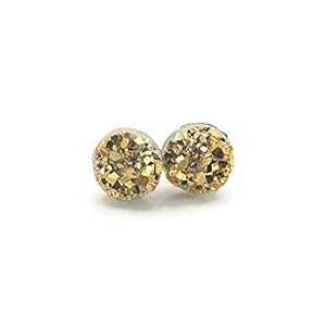 フェイクドゥルージーストーンイヤリング 低刺激性 金属不使用のプラスチックポスト、ゴールドトーン、8mm Pretty Smart Faux Druzy Stone Earrings Hypoallergenic Metal-Free Plastic Posts, Gold-Tone, 8mm