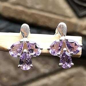 本物の 4ct パープル アメジスト 925 ソリッド スターリング シルバー イヤリング 15mm Natural Rocks by Kala Genuine 4ct Purple Amethyst 925 Solid Sterling Silver Earrings 15mm 本物の 4ct パープル アメジスト 925 ソリッド スターリング シルバー イヤリング 15mm Natural Rocks by Kala Genuine 4ct Purple Amethyst 925 Solid Sterling Silver Earrings 15mm