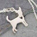 Love My Chihuahua ハートカットアウトチャームネックレス - 925 スターリングシルバー、18インチ EnCharmed Love My Chihuahua with Heart Cutout Charm Necklace - 925 Sterling Silver, 18"