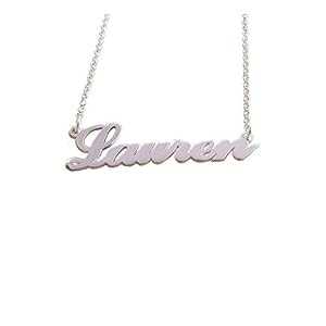 パーソナライズされたローレンネームネックレス、カスタムメイド在庫、スターリングシルバー Hilis Jewelry Personalized Lauren Name Necklace, Custom made in stock, Sterling Silver