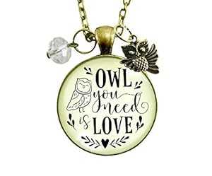 Gutsy Goodness 24 インチ フクロウ ネックレス You Need Love ヴィンテージ友情引用ペンダント ジュエリー Gutsy Goodness 24" Owl Necklace You Need Love Vintage Friendship Quote Pendant Jewelry