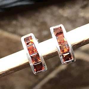 ナチュラル 2ct パイロープ ガーネット 925 ソリッド スターリング シルバー イヤリング 12mm Natural Rocks by Kala Natural 2ct Pyrope Garnet 925 Solid Sterling Silver Earrings 12mm
