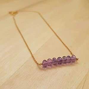 パープル アメジスト ビーズ バー ネックレス 18K ゴールドメッキ スターリングシルバー チェーン 2 月の誕生日ジュエリー anushruti Purple Amethyst Beads Bar Necklace 18K Gold Plated Sterling Silver Chain February Birthday Jewelry パープル アメジスト ビーズ バー ネックレス 18K ゴールドメッキ スターリングシルバー チェーン 2 月の誕生日ジュエリー anushruti Purple Amethyst Beads Bar Necklace 18K Gold Plated Sterling Silver Chain February Birthday Jewelry