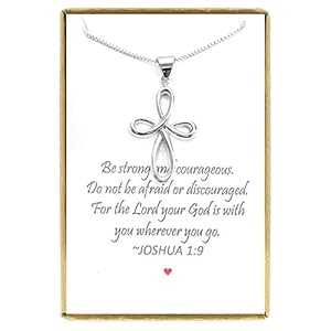 クロスネックレス、十代の女の子への洗礼ギフト、スターリングシルバークロスネックレス18インチ、2インチエクステンダー付き。 Alexandreasjewels ...