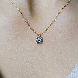 小さなクリスタル邪眼ペンダントゴールド充填ネックレスジュエリーギフト女性用 16 インチ Designed by Stacey Jewelry, LLC Tiny Crystal Evil Eye Pendant Gold Filled Necklace Jewelry Gift for Women 16 inches