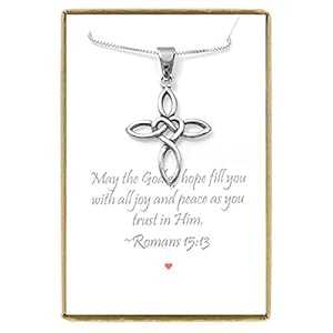 インフィニティとハートのクロスネックレス、スターリングシルバークロスネックレス、十代の少女用洗礼ギフトネックレス、女性用クロスネックレス、確認ギフトネックレス ...