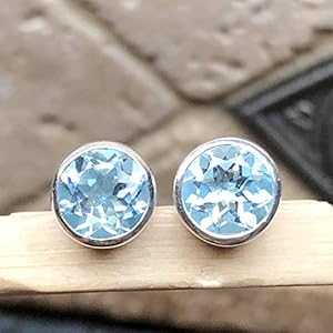 本物の 2ct ブルー トパーズ 925 ソリッド スターリング シルバー イヤリング 7mm Natural Rocks by Kala Genuine 2ct Blue Topaz 925 Solid Sterling Silver Earrings 7mm 本物の 2ct ブルー トパーズ 925 ソリッド スターリング シルバー イヤリング 7mm Natural Rocks by Kala Genuine 2ct Blue Topaz 925 Solid Sterling Silver Earrings 7mm