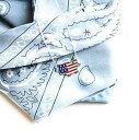 アメリカ国旗ペンダント シルバートーン ネックレス アメリカ カントリー プライド ジュエリー ギフト 女性用 16 インチ Designed by Stace...