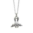 スターリングシルバー エンジェル バニー ネックレス、18インチ スターリング チェーン - ラビット メモリアル チャーム Mark Poulin Workshop Sterling Silver Angel Bunny Necklace on 18