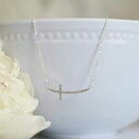 キラキラクリスタル横向きクロスペンダントスターリングシルバーネックレスジュエリーギフト姉妹用 16 インチ Designed by Stacey Jewelry...