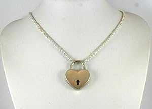 ステートメントロックデイカラーネックレス純銀メッキ小麦チェーンハート南京錠とキーチョーカー付き男性女性女の子花嫁の誕生日ギフト A Sher's Creatio...