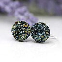 目に見えないクリップオンフェイクドゥルージーイヤリング、非ピアス耳用、ブラックAB、10mm Pretty Smart Invisible Clip On Faux Druzy Earrings for Non-Pierced Ears, Black AB, 10mm