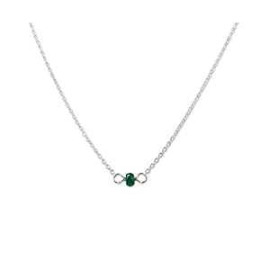 ハンドメイド スターリングシルバー エメラルド チョーカー ネックレス - 5月の誕生石、グリーンジェムストーン - 14インチ - 卒業プレゼント、彼女、娘、...