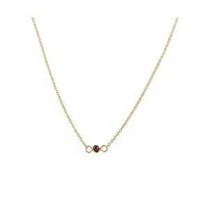 ハンドメイド ゴールドとレッド ガーネット ジェムストーン ショート レイヤリング チョーカー ネックレス - イエローゴールドフィル、長さ 14 インチ - ...